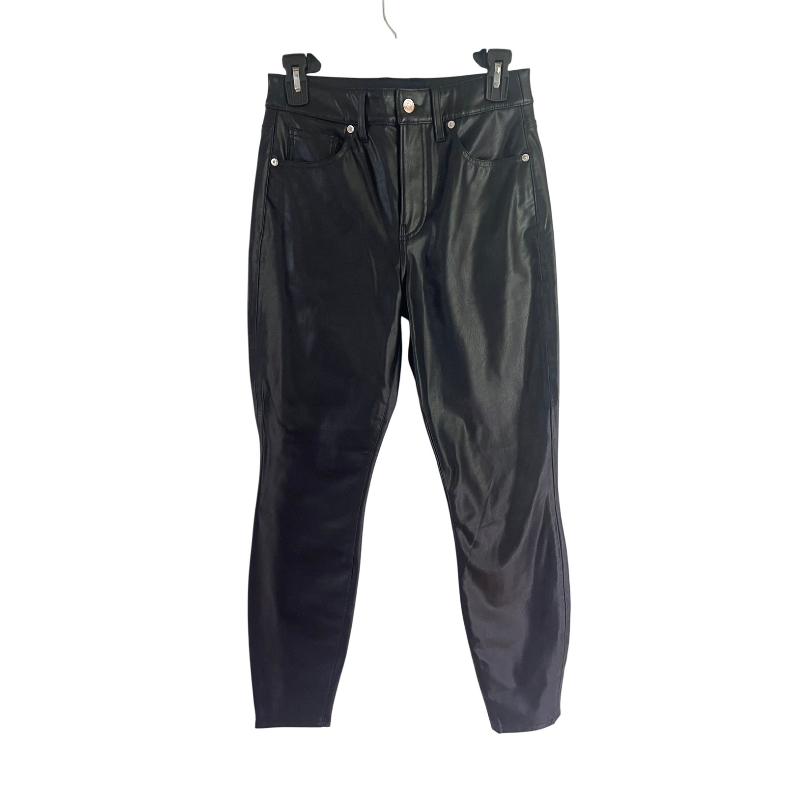 Veronica Beard Vegan Leather Debbie High Rise Skinny Pants Black Size 4 New
